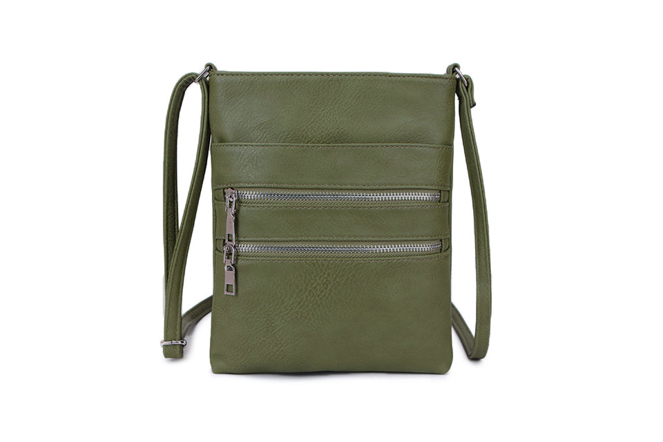 Long & Son London Ladies Soft Crossbody Handbag With Adjustable Strap Green