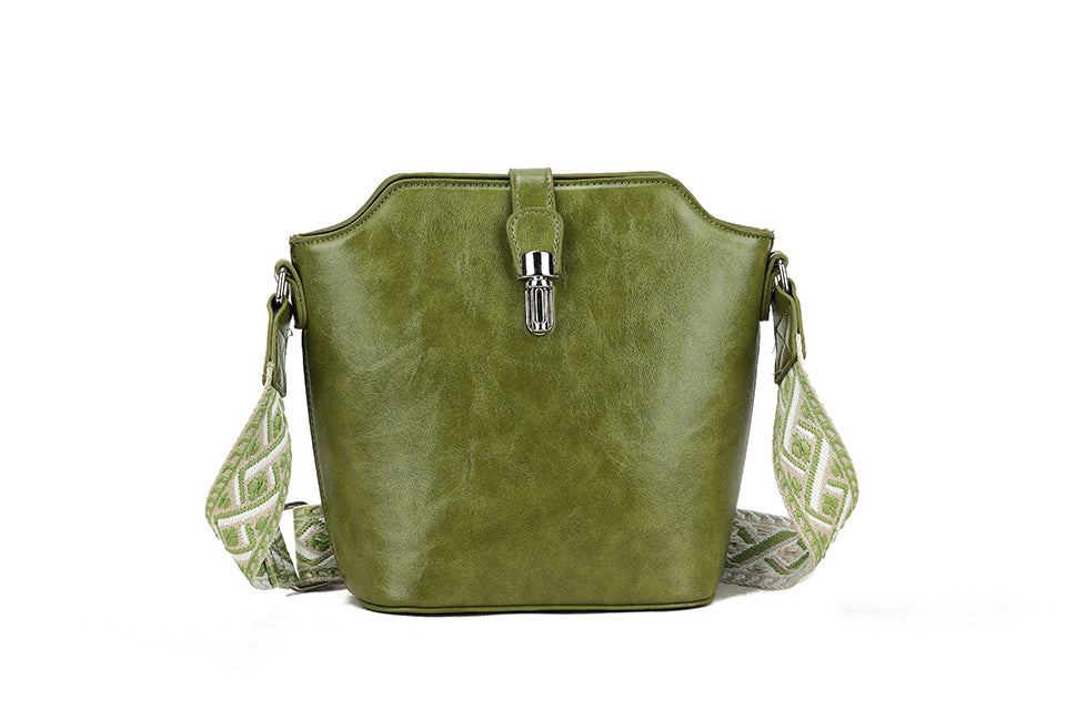 Long & Son Ladies Crossbody Binocular Style Handbag With Adjustable Fabric Strap Sage Green