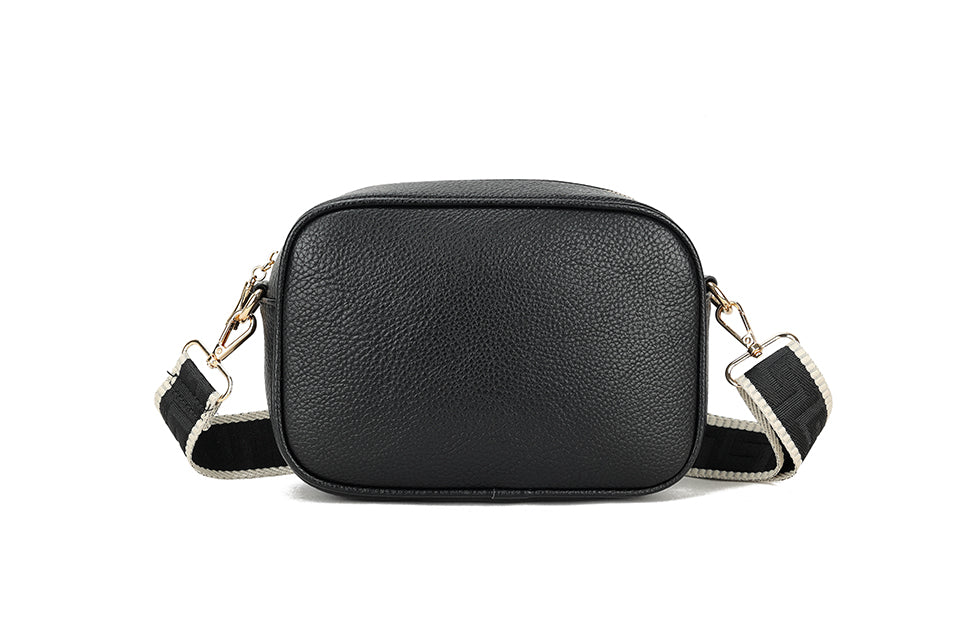 Long & Son Ladies Designer Inspired Small Handbag Crossbody Adjustable Fabric Strap Black