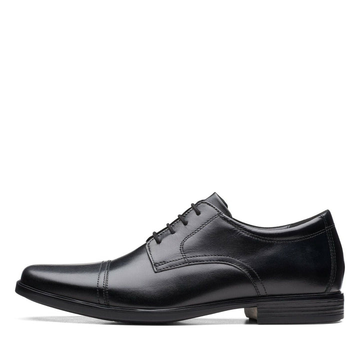 Clarks Howard Cap Black Leather Mens Oxford Lace Up WIDE H FIT Formal Shoes