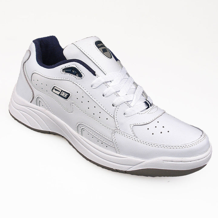 Dek Orleans T187  Mens Padded Cushioned Lace Up Leather Wide Fit White Trainers White