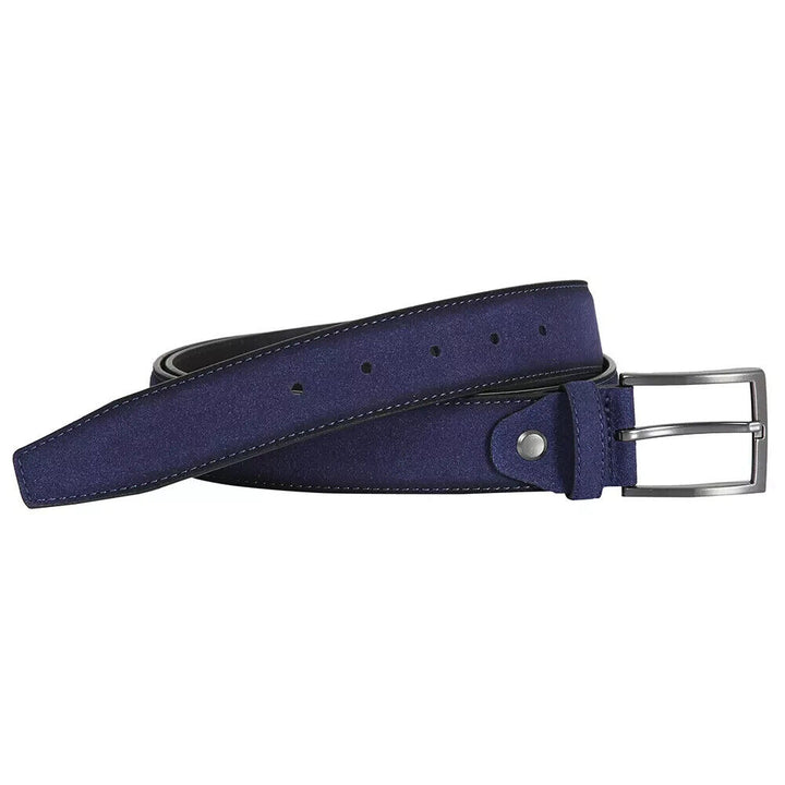 Tanners Hand Crafted Mens Navy Distressed Suede Leather With Pewter Colour Belt Fasten