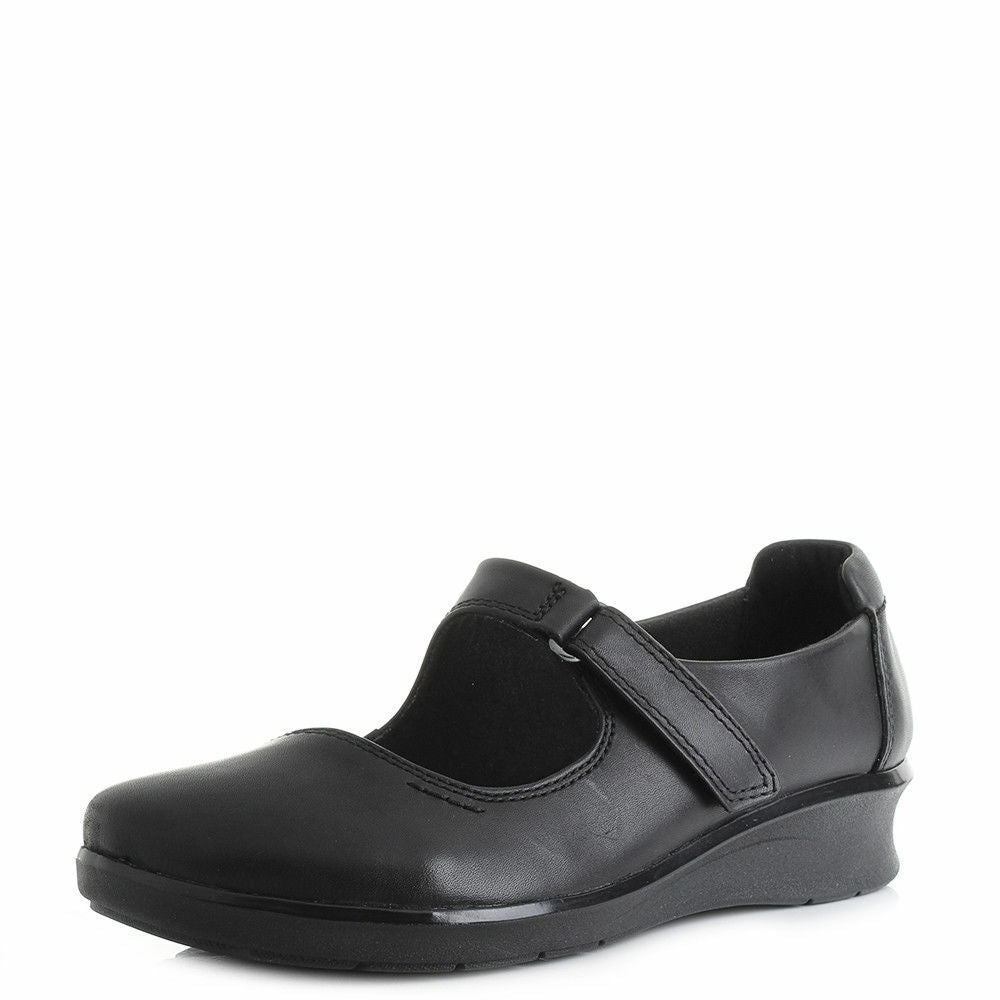 Clarks Hope Henley Wide E Fit Black Soft Leather Mary Jane Strap