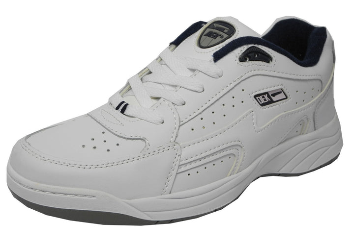 Dek Orleans T187  Mens Padded Cushioned Lace Up Leather Wide Fit White Trainers White