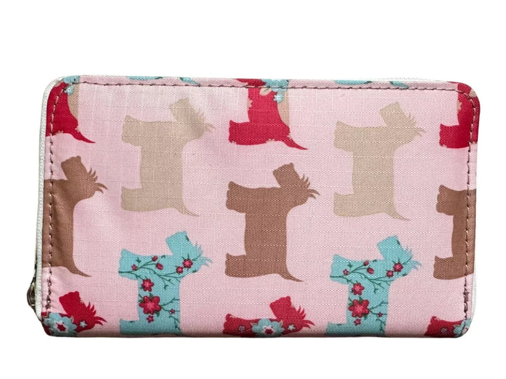 Womens Medium Pink Purse Scottie Westie Dog Design Coin Cash Credit Card Zip