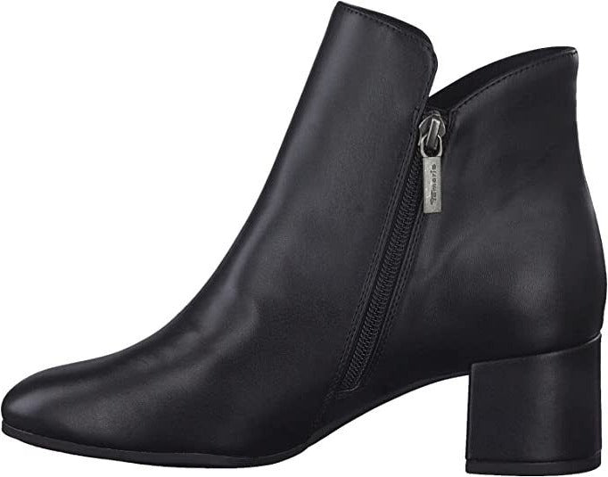Tamaris 25382 Ladies Vegan Black Matt Zip Fastening Ankle Boots