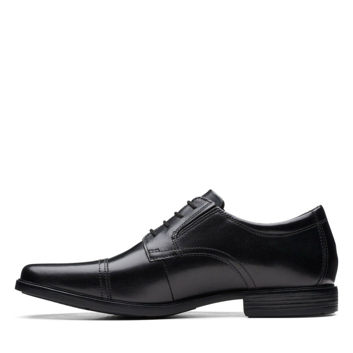 Clarks Howard Cap Black Leather Mens Oxford Lace Up WIDE H FIT Formal Shoes