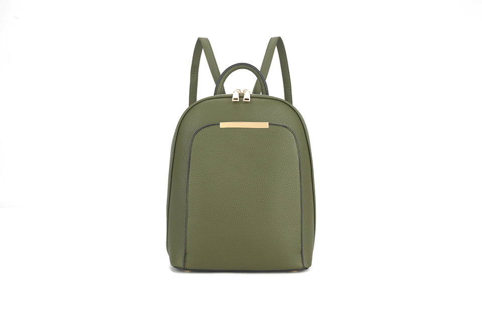 Long & Son Ladies Medium Structured Fashion Rucksack Back Pack With Carry Handle Green