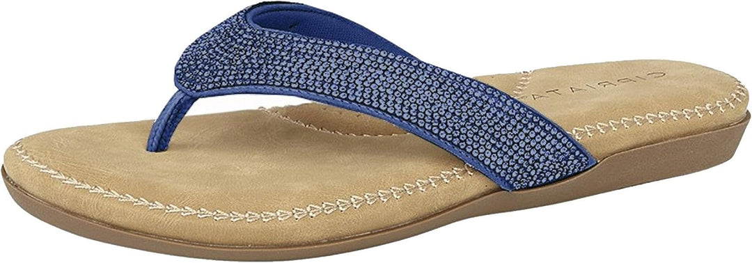 Cipriata Alcee L672NC Ladies Diamante Cushioned Toe Post Flip Flop Sandals NAVY