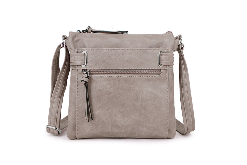 Long & Son London Ladies Soft Crossbody Handbag With Adjustable Strap Light Grey Taupe