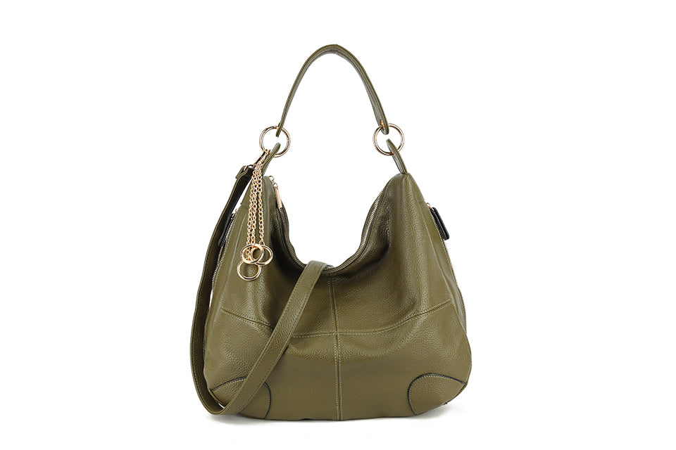 Long & Son Ladies Shoulder Bag Faux Leather Large Handbag Green