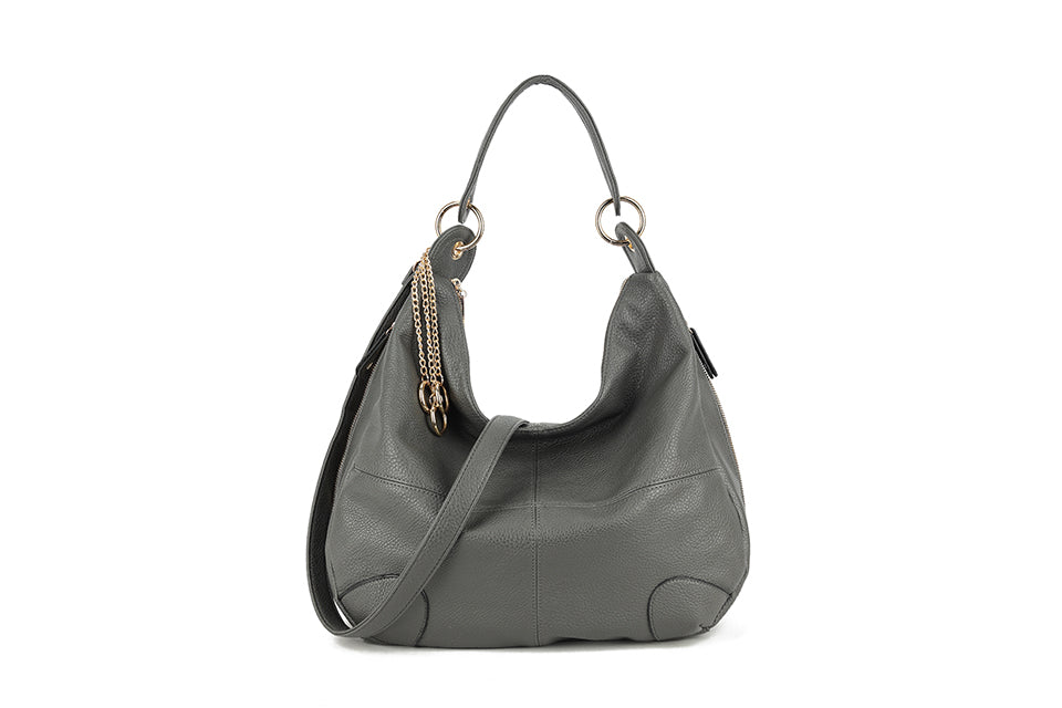 Long & Son Ladies Shoulder Bag Faux Leather Large Handbag Grey