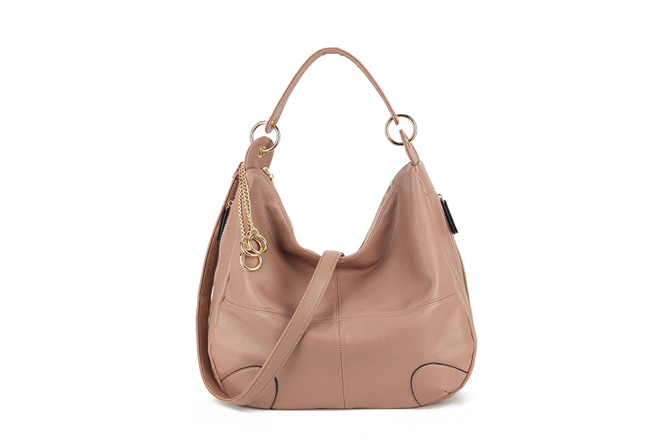 Long & Son Ladies Shoulder Bag Faux Leather Large Handbag Pink