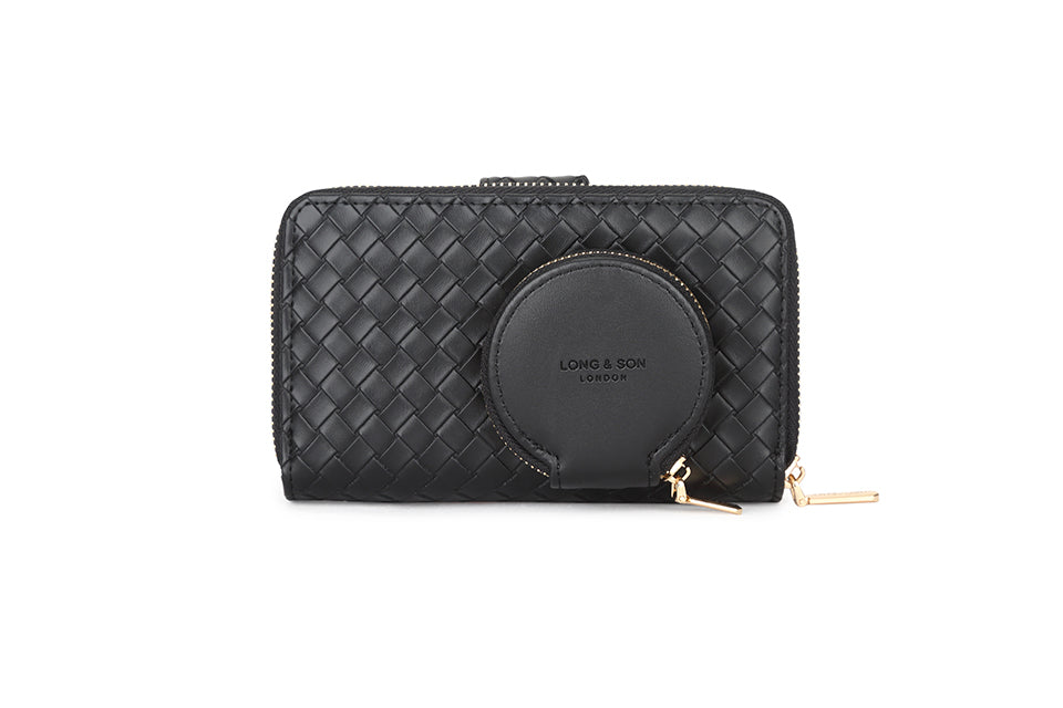 Long & Son Ladies Purse Designer Coin Cash Change Credit Card Zip Fasten Black