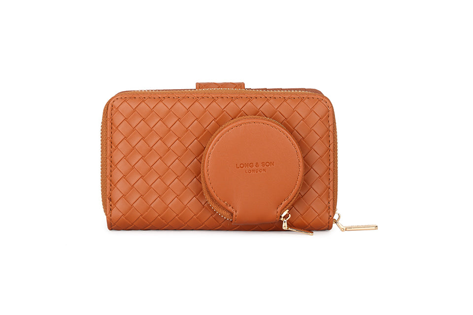 Long & Son Ladies Purse Designer Coin Cash Change Credit Card Zip Fasten Tan