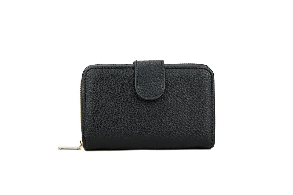Long & Son Ladies Medium Zip Around Purse/Wallet/Card Holder Black