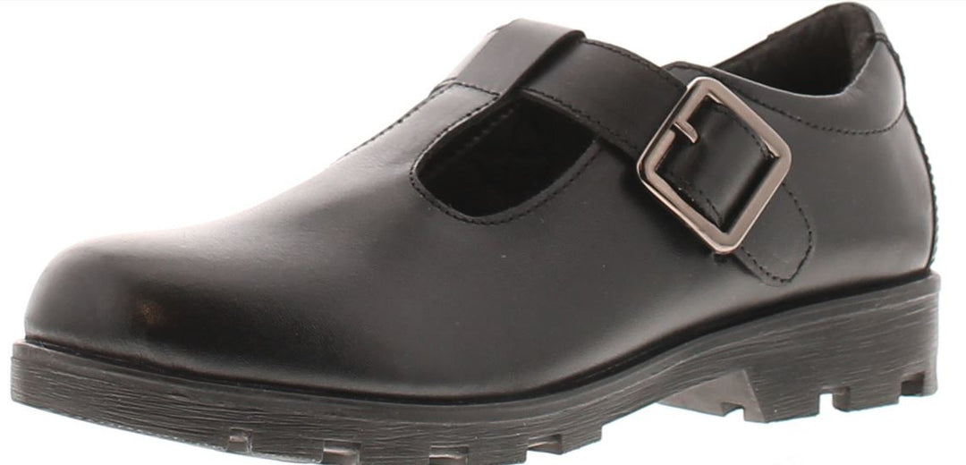 GIRLS MISS RIOT MATILDA BLACK BUCKLE T-BAR SCHOOL SHOES