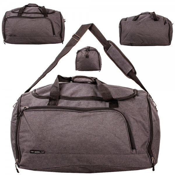 Bordlite Large Holdall Weekend Travel Sports Bag With Carry Handles And Crossbody Strap Grey Black