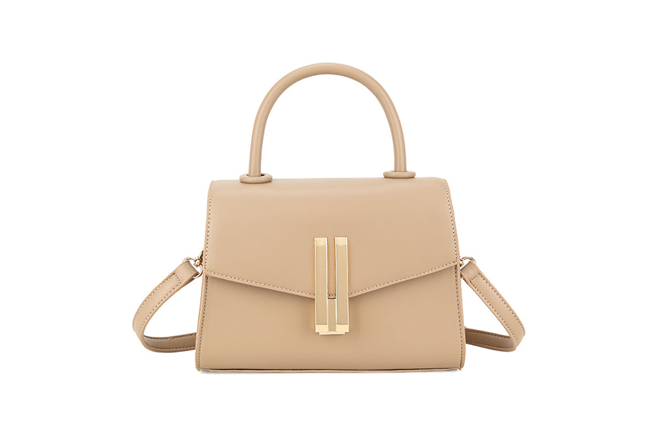 Long & Son Ladies Cute Grab Handle Handbag With Detachable Strap Nude Beige