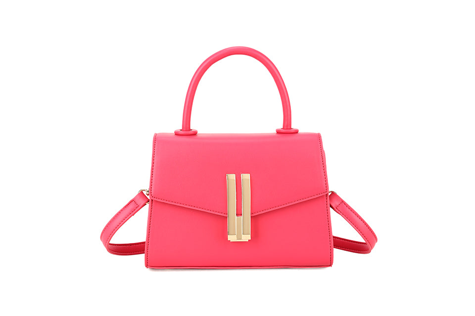 Long & Son Ladies Cute Grab Handle Handbag With Detachable Strap Pink