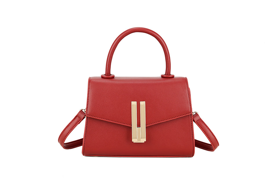 Long & Son Ladies Cute Grab Handle Handbag With Detachable Strap Red