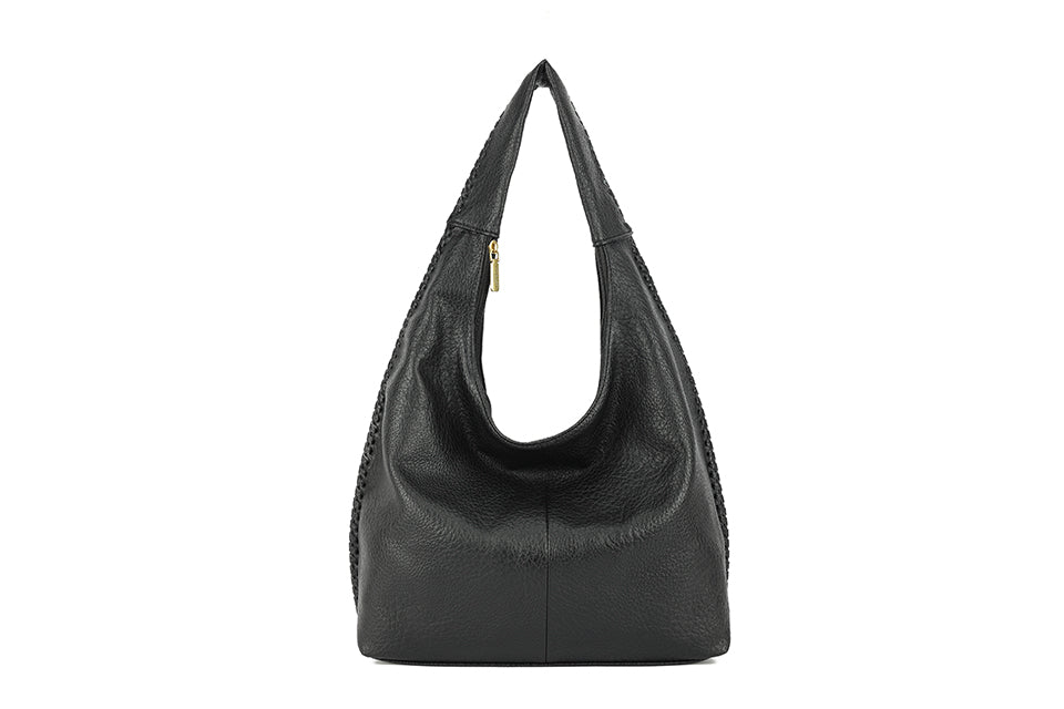 Long & Son Ladies Large Soft Faux Leather Shoulder Handbag Black