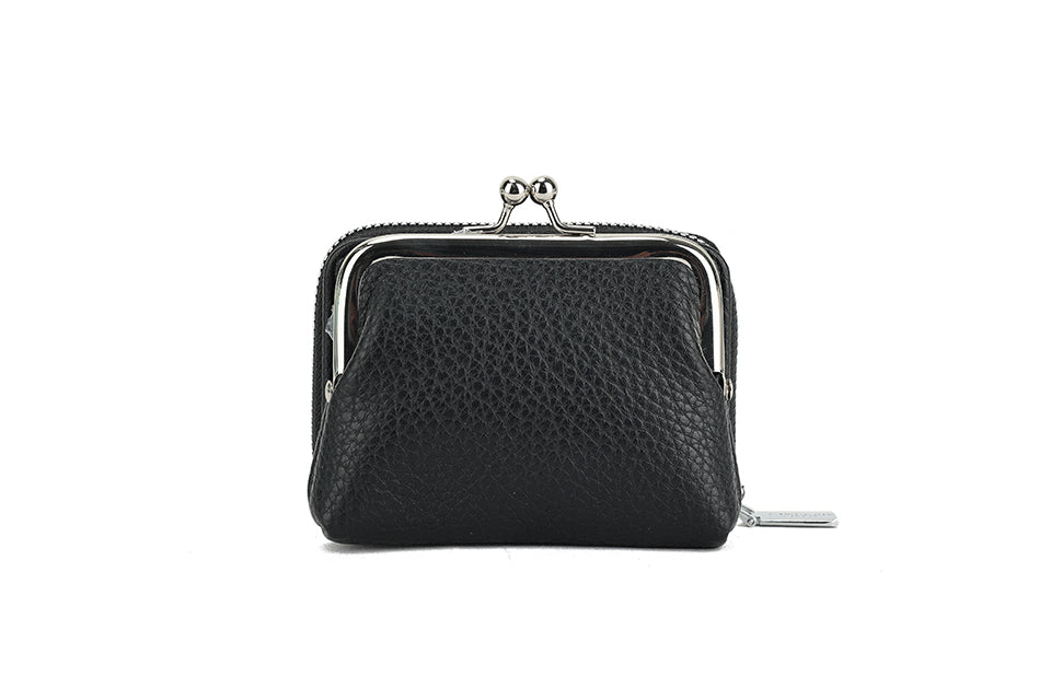 Long & Son Ladies Small Coin Change Clasp Purse With Concertina Card Holder Black