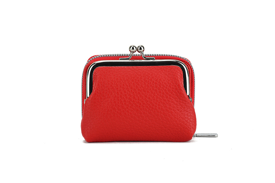 Long & Son Ladies Small Coin Change Clasp Purse With Concertina Card Holder Red