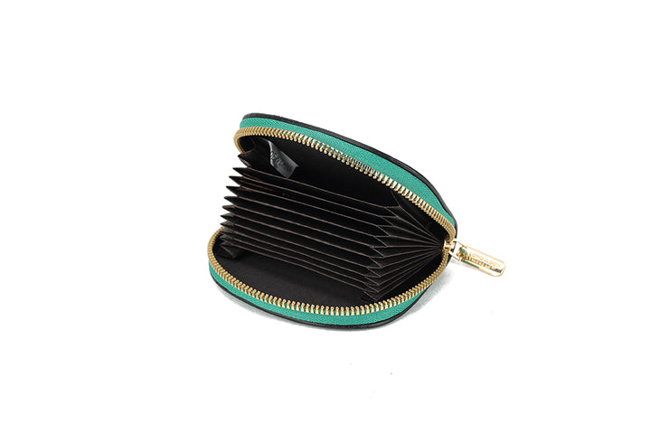 Long & Son Ladies Small Zip Around Crocodile Print Card Holder Purse Green