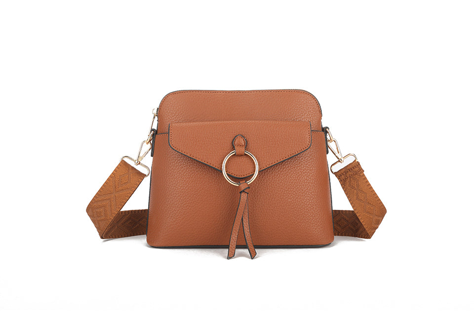Long & Son London Ladies Crossbody Handbag With Adjustable Fabric Strap Tan