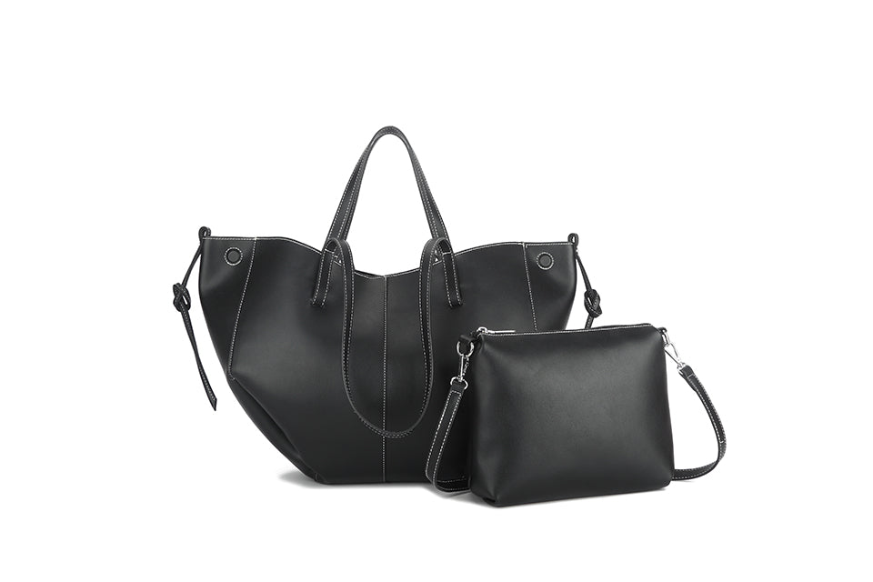 Long & Son Ladies Extra Large Jet Set Bag In Bag 2 Bags Set Cross Body/Shoulder Handbag Black