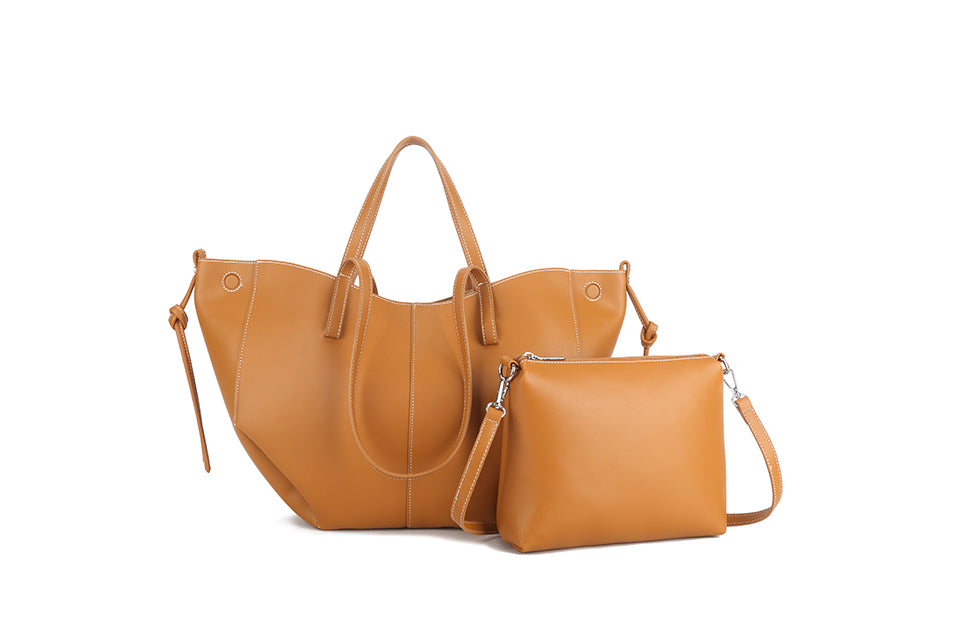 Long & Son Ladies Extra Large Jet Set Bag In Bag 2 Bags Set Cross Body/Shoulder Handbag Tan