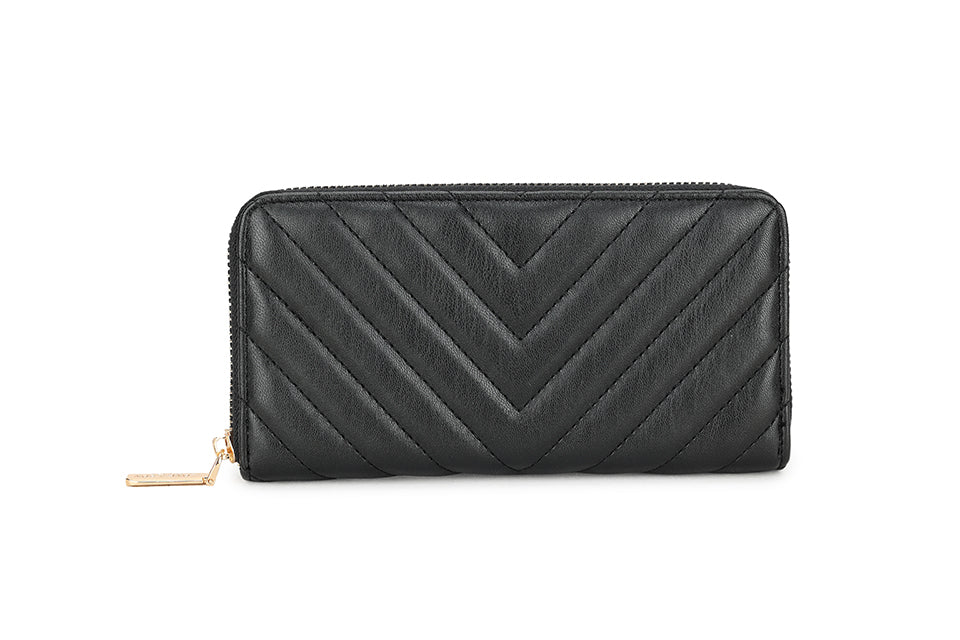 Long & Son Ladies Large Designer Purse Coin Cash Change Credit Card Zip Black