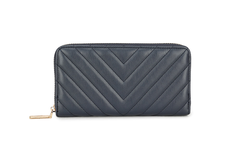 Long & Son Ladies Large Designer Purse Coin Cash Change Credit Card Zip Navy