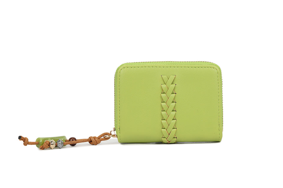 Long & Son Ladies RFID Small Zip Around Concertina Card Holder Purse Green