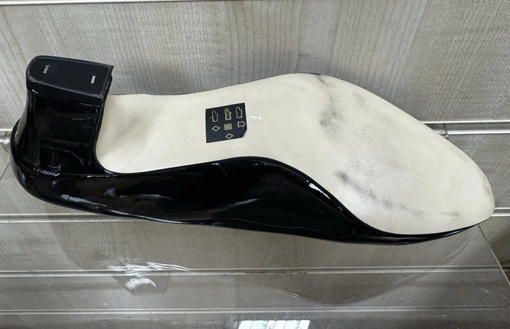 Equity Monique Ladies WIDE E FIT Classc Black Patent Leather Mid Heel Court Shoes Vintage Style