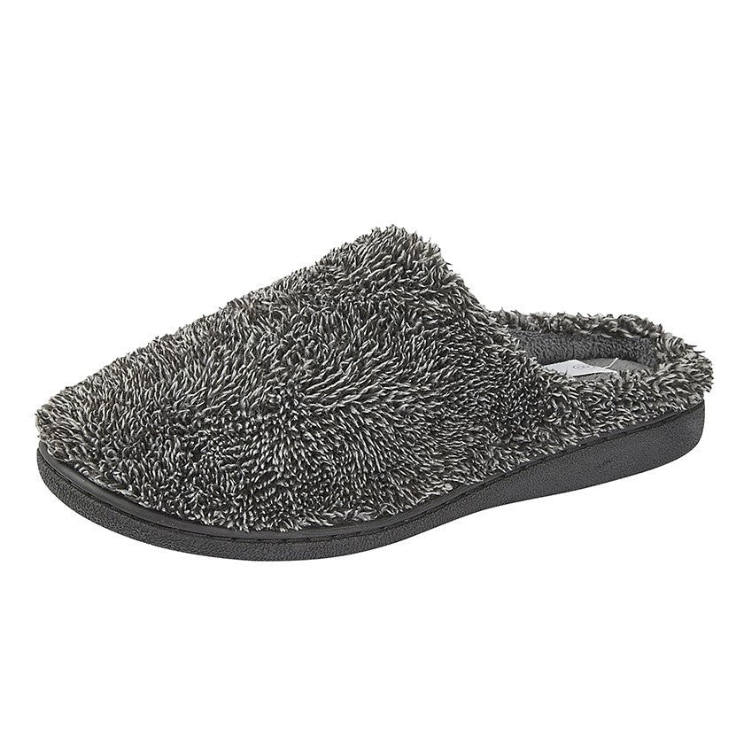 Zedzzz NOAH MS364 Mens Grey Teddy Fleece Lightweight Mule Slippers With Warm Fleece Lining