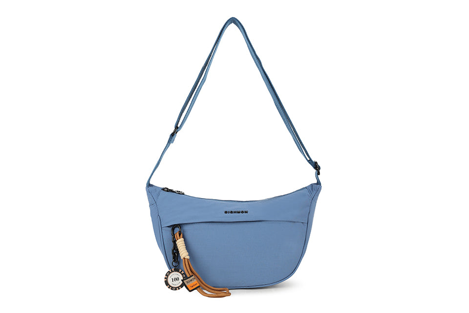Long & Son Sighmon Ladies Sporty Fabric Half Moon Cross Body Shoulder Bag Blue