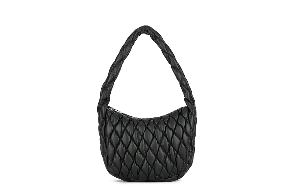 Long & Son Ladies Large Quilted Puffa Shoulder Handbag Black
