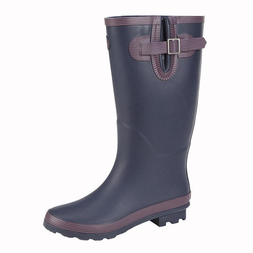 Stormwells W278 Ladies Navy/ Purple Wide Leg Wellington Boots