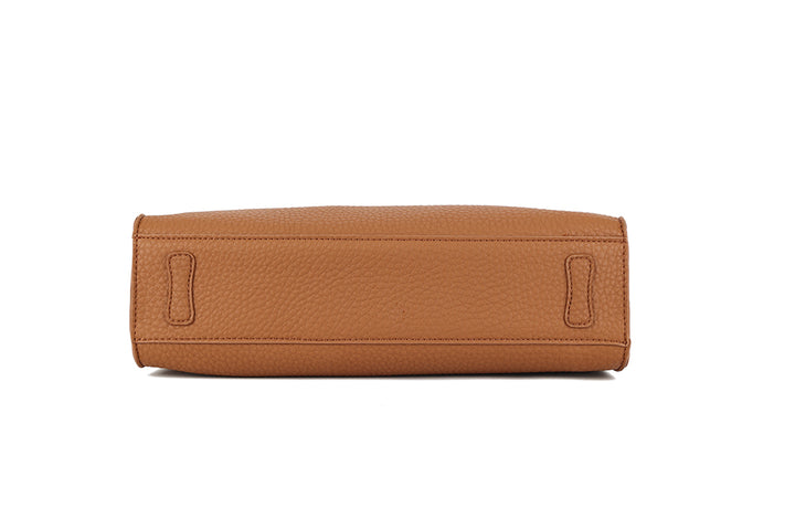 Long & Son Ladies Faux Leather Grab Handle Handbag With Shoulder Straps Tan Brown