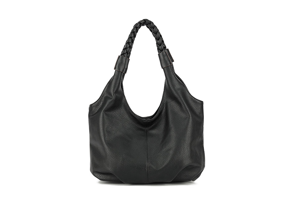 Long & Son Ladies Large Soft Faux Leather Shoulder Handbag Black