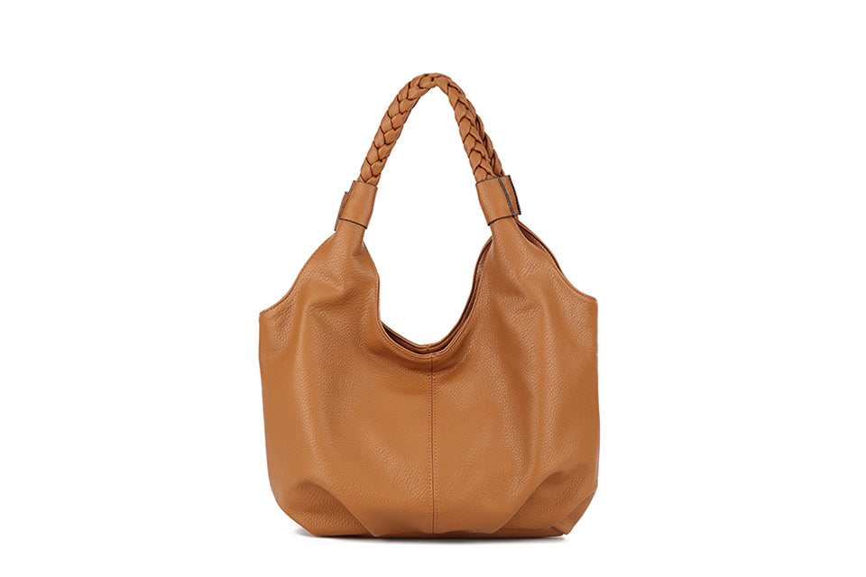 Long & Son Ladies Large Soft Faux Leather Shoulder Handbag Tan