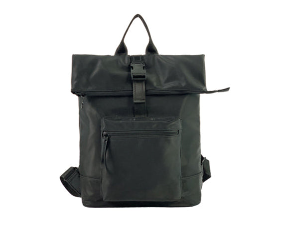 Long & Son Ladies Mens Unisex On Trend Expandable Roll Top Fabric Rucksack Black