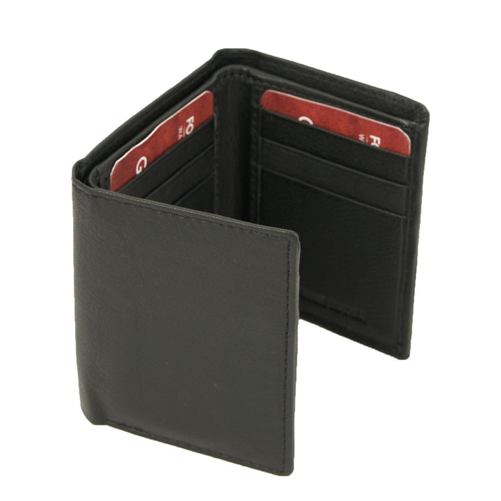 Forest Mens RFID Theft Proof Black Leather Bi-FoldCredit Card Wallet