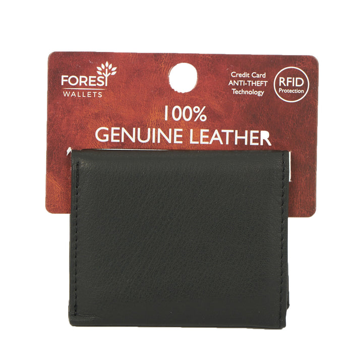 Forest Mens RFID Theft Proof Black Leather Bi-FoldCredit Card Wallet