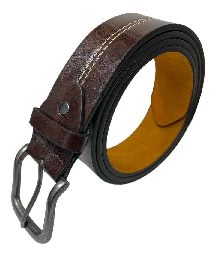 Forest Mens Leather Stitch Detail Belt Upto XXL Brown