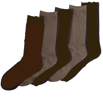 Mens Essentials 5 Pair Pack Plain Brown Mix Socks One Size Fits UK 7 to 12