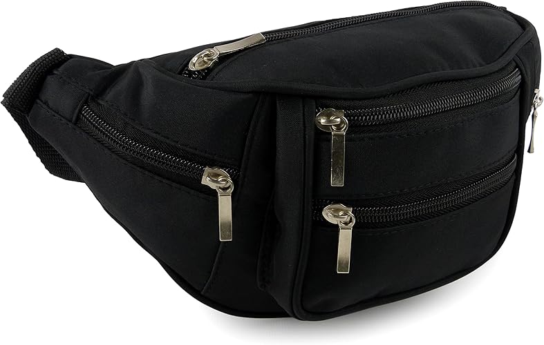 Unisex Multi Pocket Bum Bag/ Money Belt With 6 Zips Expandable Strap With Clip Fastening