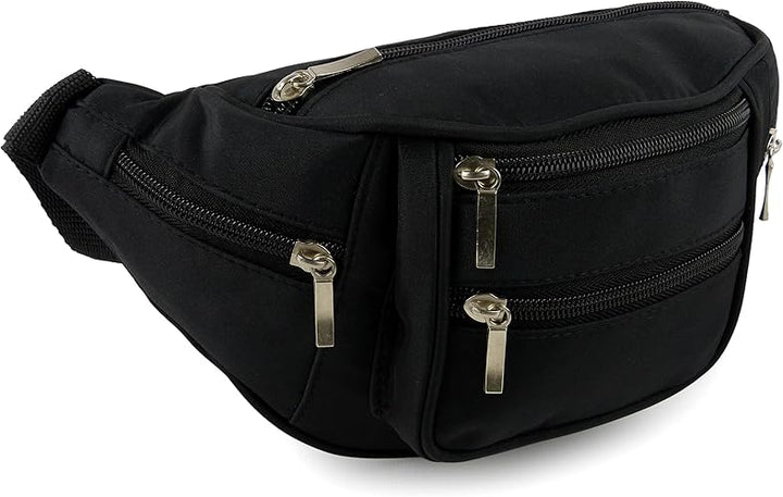 Unisex Multi Pocket Bum Bag/ Money Belt With 6 Zips Expandable Strap With Clip Fastening